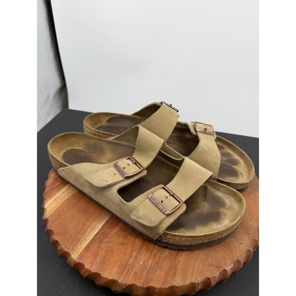 Birkenstock Arizona Sandals Mens 46 13 Tan Suede Double Strap Buckle Slides